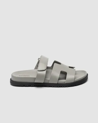 Hermes Chypre Sandals Grey Calfskin