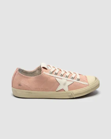 Golden Goose V-Star in Pink Suede with Cream leather star