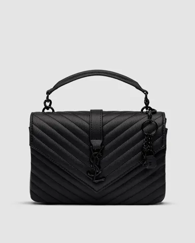 Saint Laurent College Medium in Quilted Leather Black/Black
