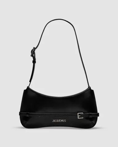 Jacquemus Le Bisou Ceinture Leather Shoulder Bag in Black