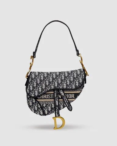 Dior Saddle Bag with Strap Blue Dior Oblique Jacquard/Gold