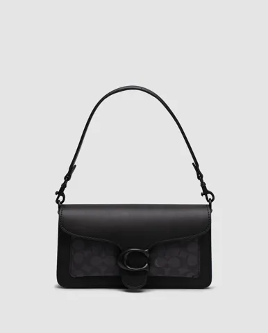 Coach Tabby Black Shoulder Bag 26 In Signature Canvas