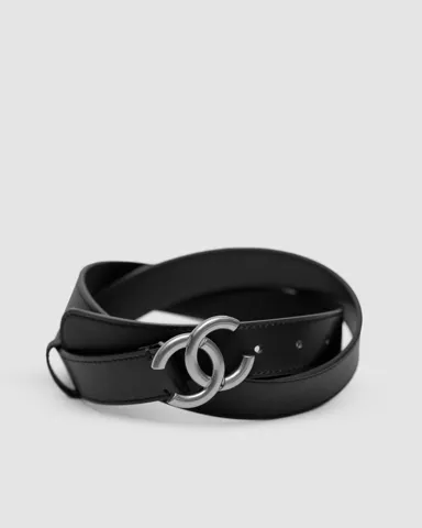 Chanel Leather Belt Black/Silver