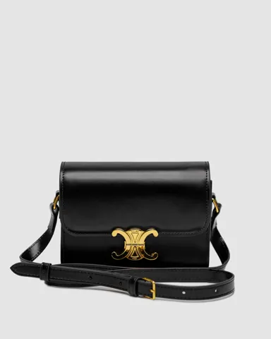 Celine Teen Triomphe Bag Black in Shiny Calfskin/Gold
