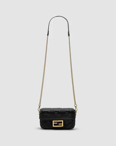 Fendi Baguette Mini Black/Gold Leather Bag