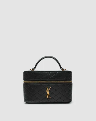 Saint Laurent Gaby Vanity Leather Shoulder Bag Black/Gold