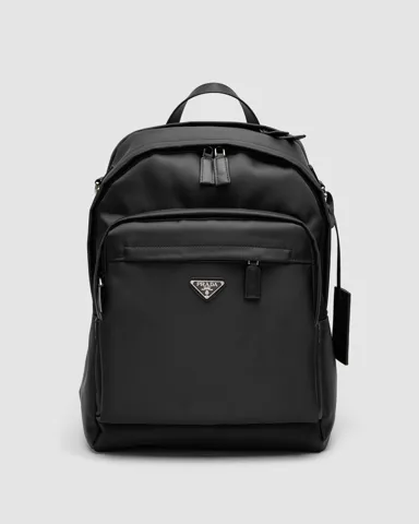 Prada Re-Nylon and Saffiano leather Backpack Black/Silver