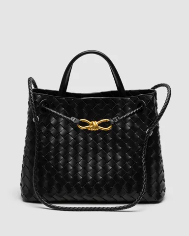 Bottega Veneta Andiamo Bag Black/Gold (з тисненням на фурнітурі)
