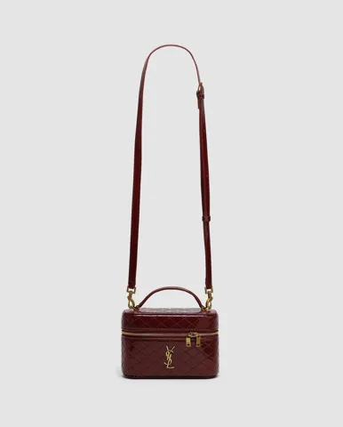 Saint Laurent Gaby Vanity Lacquered Leather Shoulder Bag Red