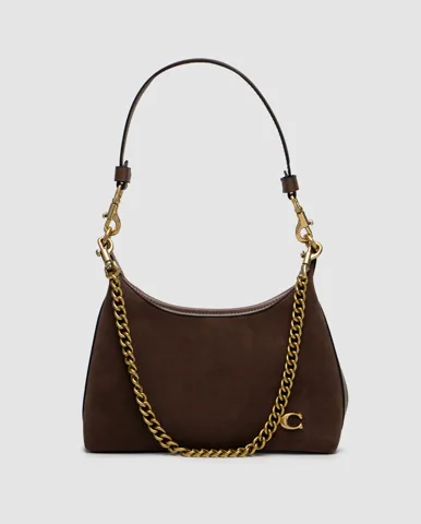 Coach Juliet Shoulder Bag Brown Suede/Gold