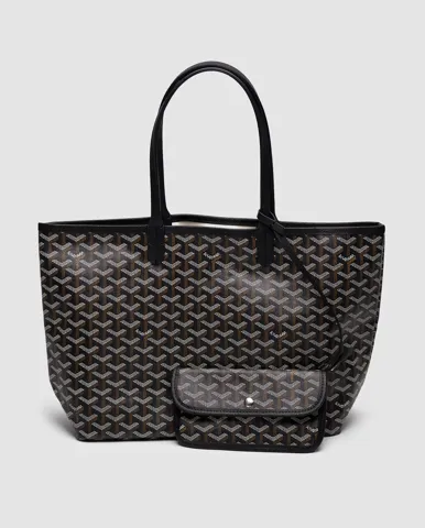 GOYARD Saint Louis PM Coated Canvas Tote bag Black Ex