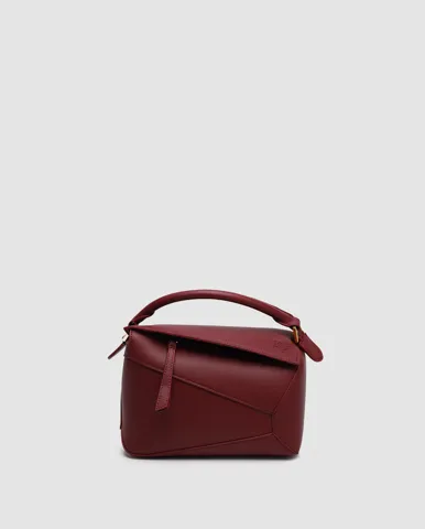 Loewe Small Puzzle Bag In Classic Calfskin Burgundy