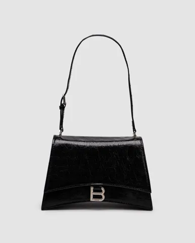 Balenciaga Crush Medium Handbag Crushed Calfskin in Black\Silver