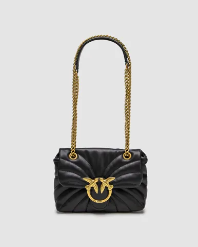 Pinko Love Bag Puff Butterfly Quilt Black/Gold
