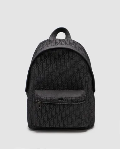 Dior Rider Backpack Black Dior Oblique Jacquard/Silver