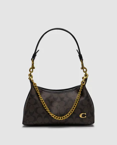 Coach Juliet Shoulder Bag Leather In Signature Canvas Brown/Gold
