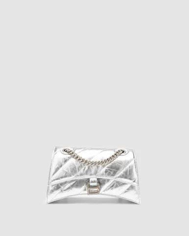 Balenciaga Crush Small Chain Bag Quilted in Silver