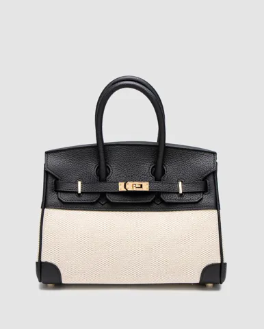 Hermes Birkin 25 Black/Canvas/Gold