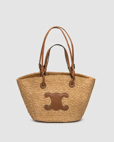 Celine Classic Panier in Raffia and calfskin