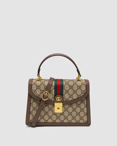 Gucci Ophidia Medium Top Handle Bag Brown/Gold