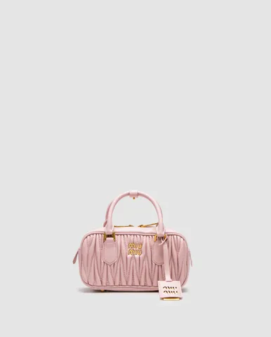 Miu Miu Arcadie Matelassé Nappa Leather Bag Pink/Gold