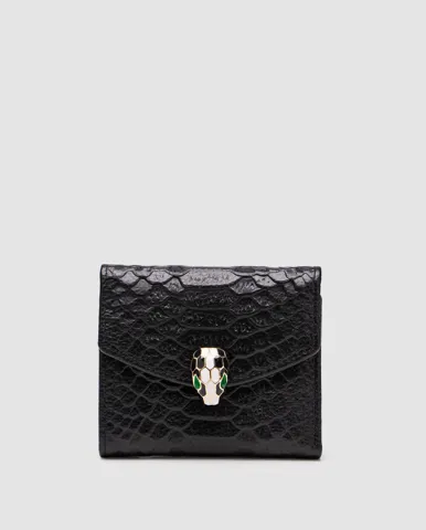 Bvlgari Serpenti Forever Trifold Wallet Black
