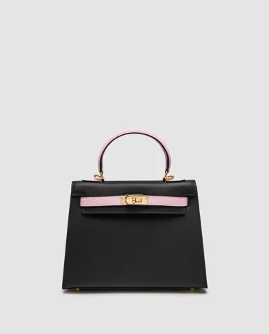 Hermes Epsom Kelly II Sellier 25 Bicolor Black\Pink