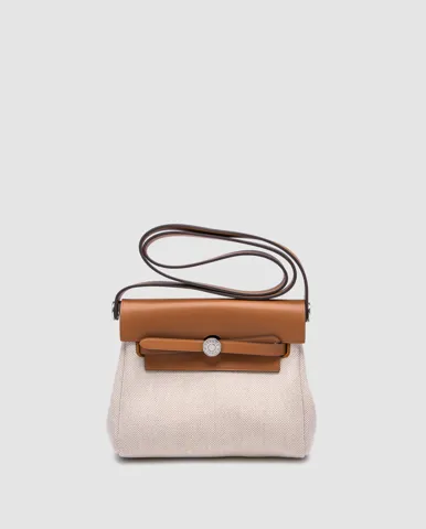 Hermes Herbag Zip 20 Bag Brown/Canvas