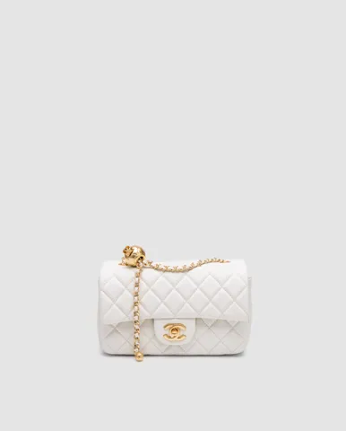 Chanel Classic 1.55 Small Single Flap in White/Gold