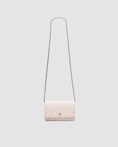 Chanel Classic Wallet on Chain Quilted Caviar Milk/Silver