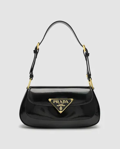 Prada Patent Leather Shoulder Bag Black/Gold