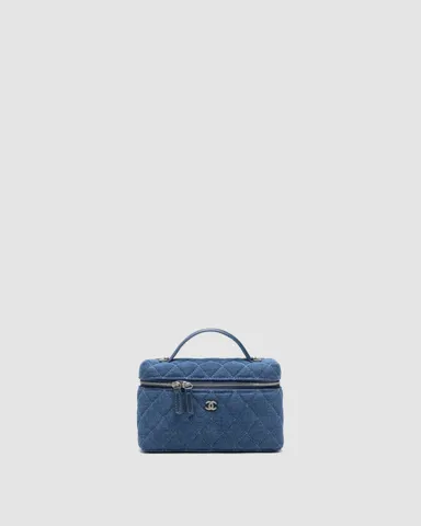 Chanel CC Top Handle Long Vanity Denim/Silver
