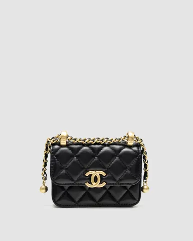 Chanel Quilted Perfect Fit Flap Coin Purse Black/Gold