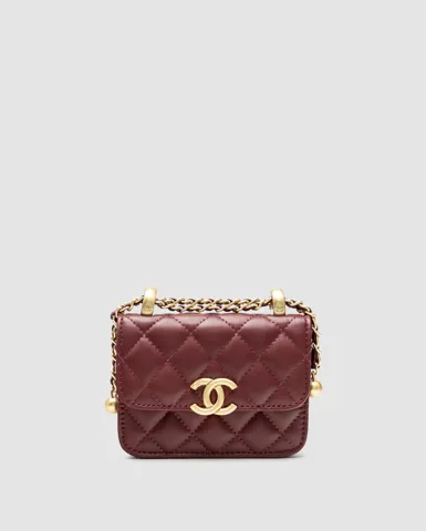 Chanel Quilted Perfect Fit Flap Coin Purse Burgundy/Gold