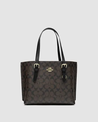 Coach Mollie Tote Bag 25 in Signature Canvas Brown/Gold