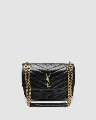 Saint Laurent Niki Medium Shoulder Bag in Vintage Leather Black