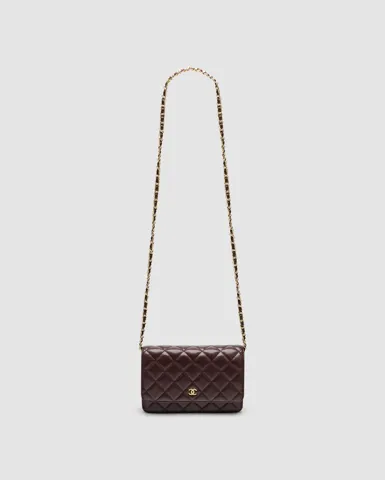 Chanel Caviar Quilted Wallet on Chain WOC Burgundy/Gold