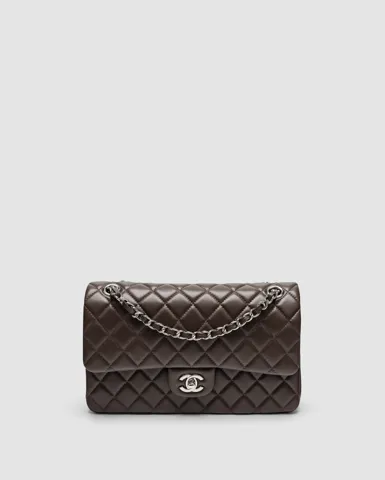 Chanel Classic 2.55 Medium Double Flap in Brown/Silver