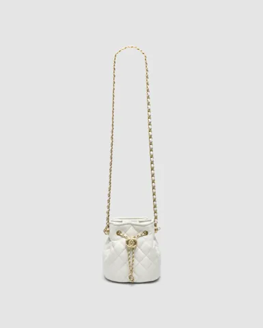 Chanel Mini Button Bucket Crossbody Bag Milk/Gold