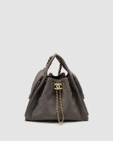 Chanel 25 Handbag Grey/Gold Suede