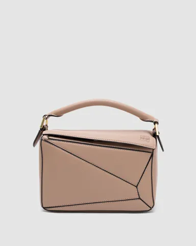 Loewe Small Puzzle Bag in Classic Calfskin Beige/Gold