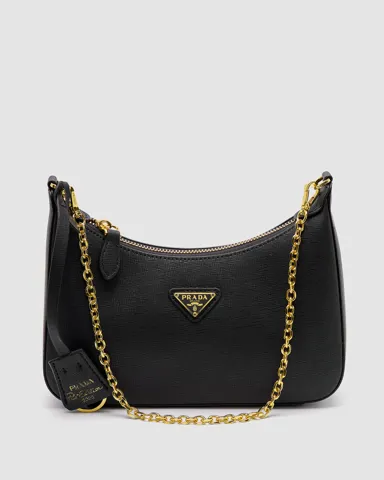 Prada Re-Edition 2005 Saffiano Leather Bag Black/Gold