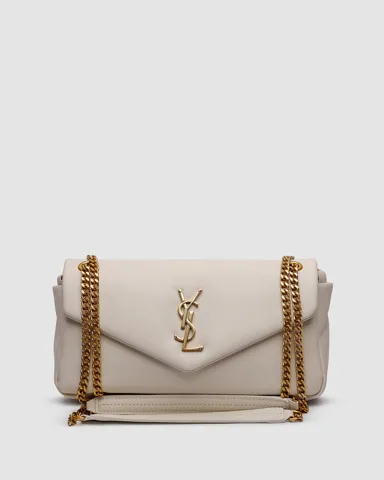 Saint Laurent Calypso In Plunged Lambskin Cream/Gold