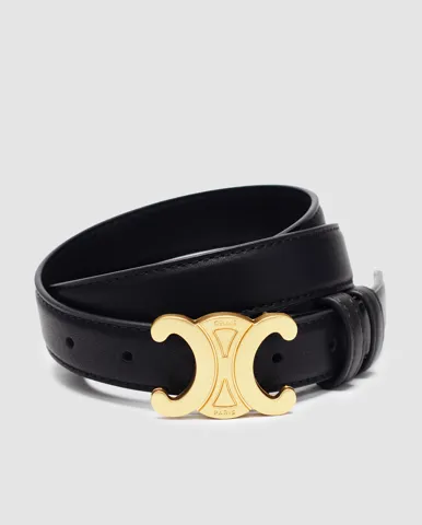 Celine Medium Triomphe Belt In Taurillon Leather Black