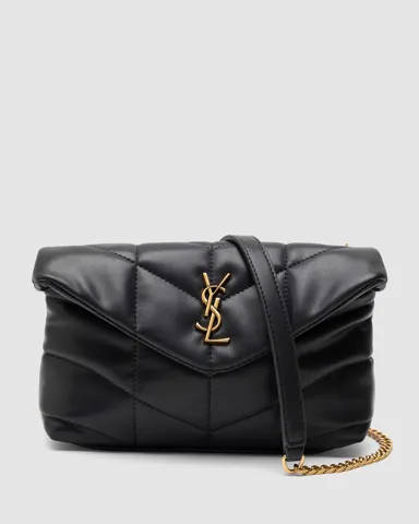 Saint Laurent Puffer Small in Nappa Leather Gold Chain Black/Gold