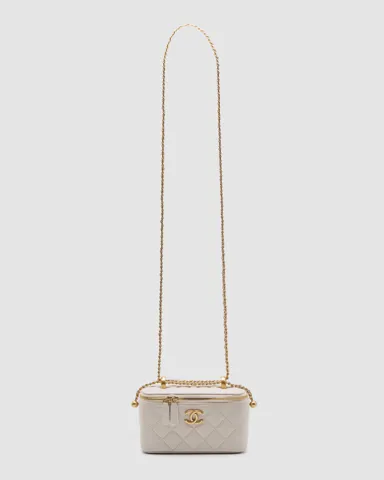 Chanel Classic Cream Lambskin Pearl Crush Vanity Bag