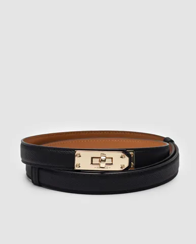 Hermes Kelly 18 Belt Black Leather