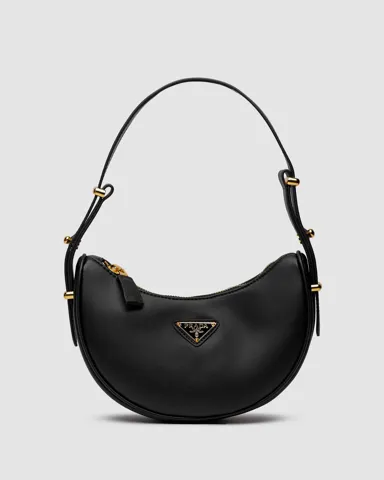 Prada Arque Leather Shoulder Bag Black/Gold