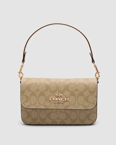 Coach Brynn Flap Crossbody In Signature Canvas Beige/Gold