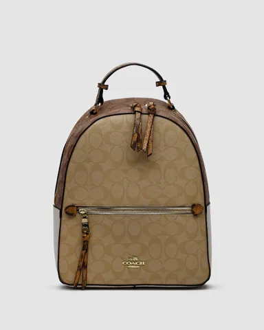 Coach Jordyn Backpack in Signature Canvas Beige/Gold